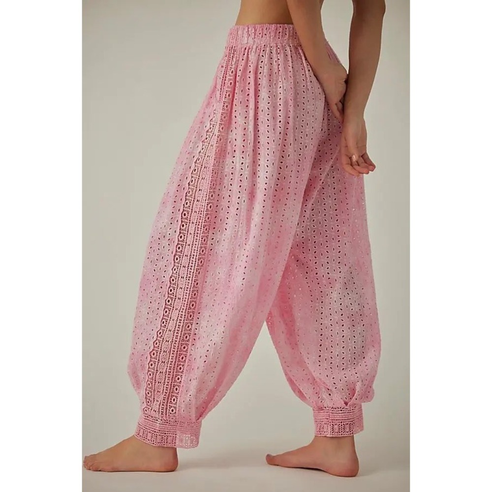 Intimately Free People Sweet Tea Eyelet Washed Lounge Pant Crochet Lace Boho M